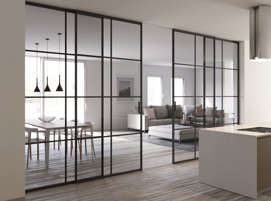 verrière ouverte moderne avec portes coulissantes