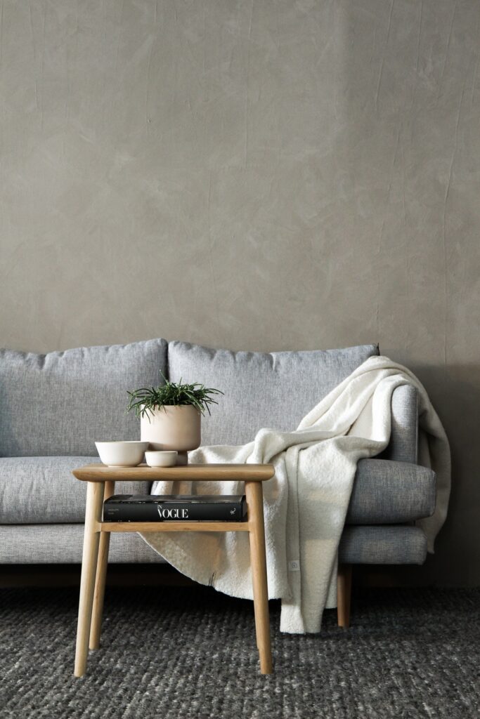Canapé gris dans un salon_