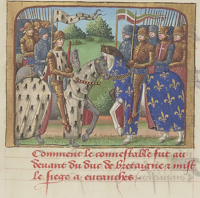 Une représentation d'une rencontre entre le Roi de France et le Duc de Bretagne au XVe siècle.