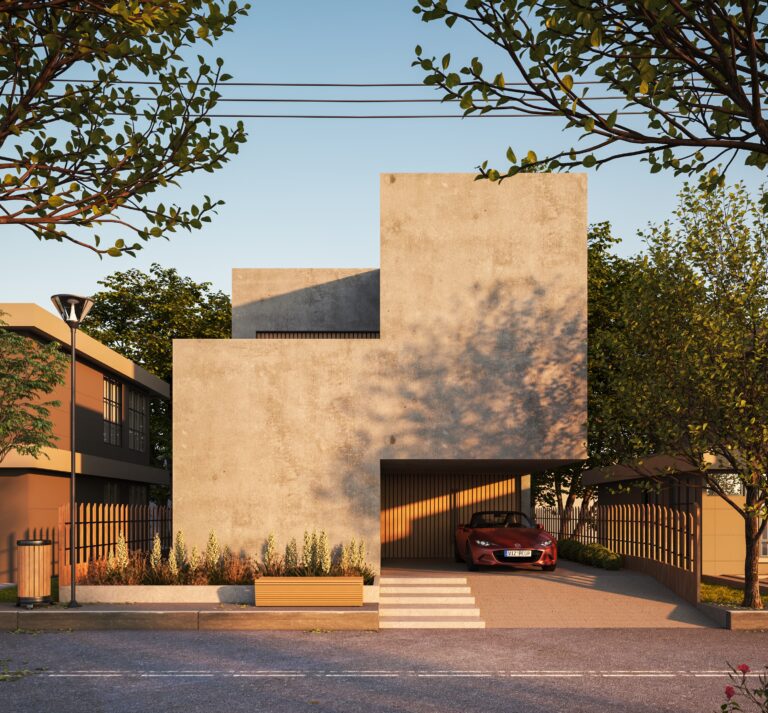 Une maison d'architecte style design, toute en formes cubiques.