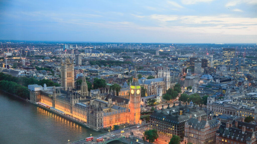 Vue aérienne du centre ville de Londre et de Bigben