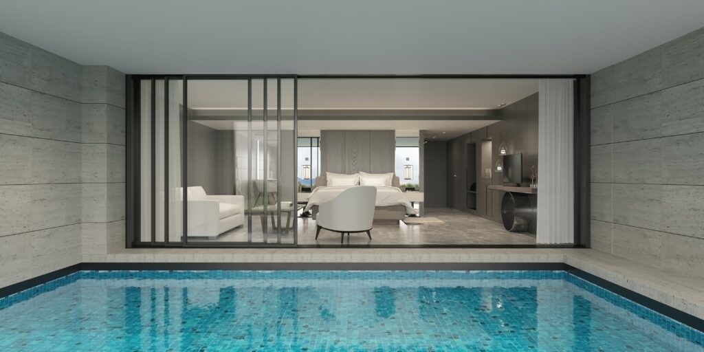 Intérieur maison de luxe : piscine intérieur