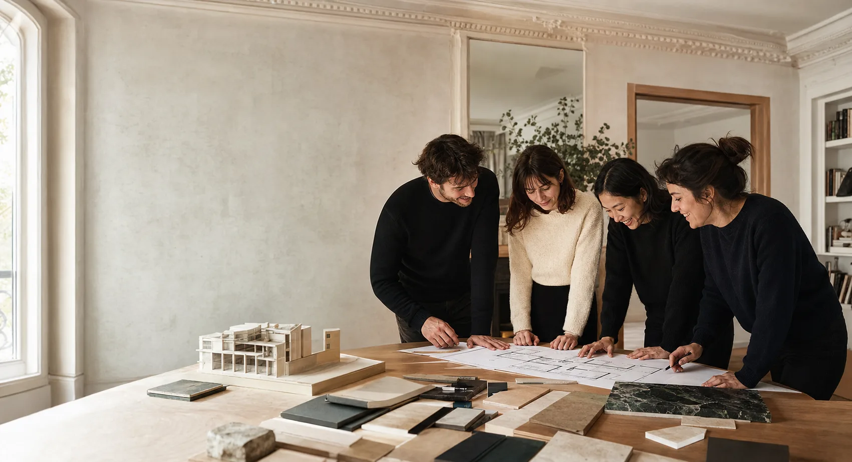 Architectes d'intérieur étudiant un plan