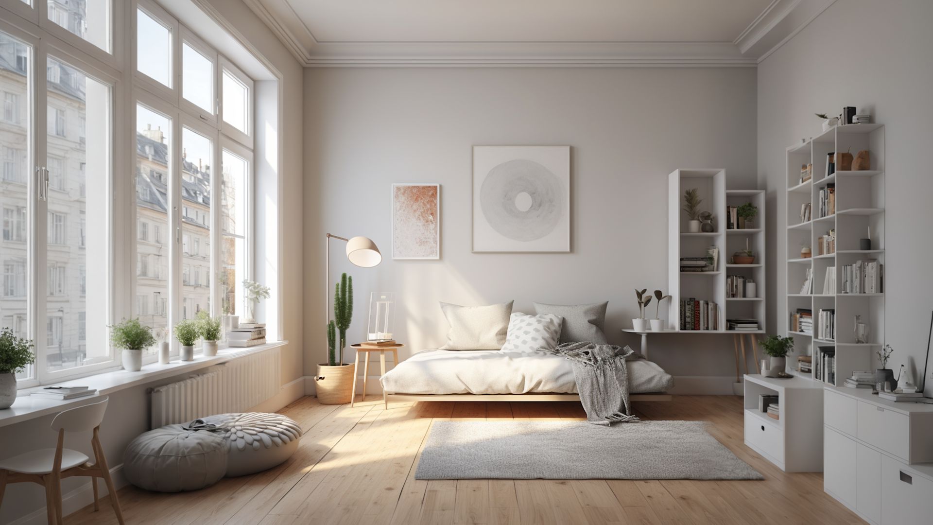 chambre blanche avec décoration blanche