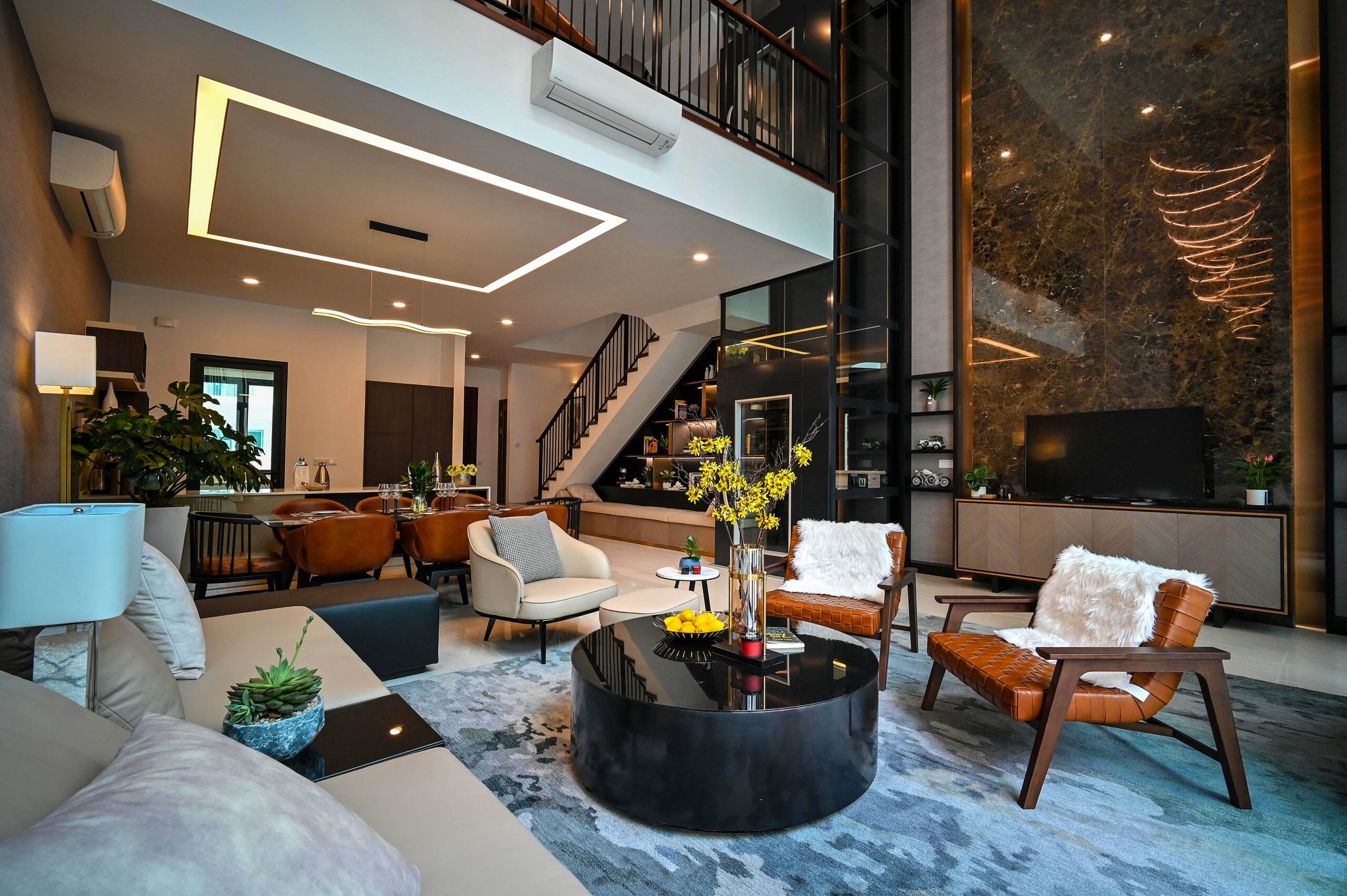 Vu d'ensemble sur un duplex appartement
