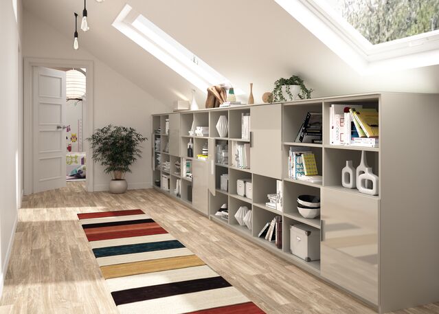 rangement bas sous pente pour aménagement grenier