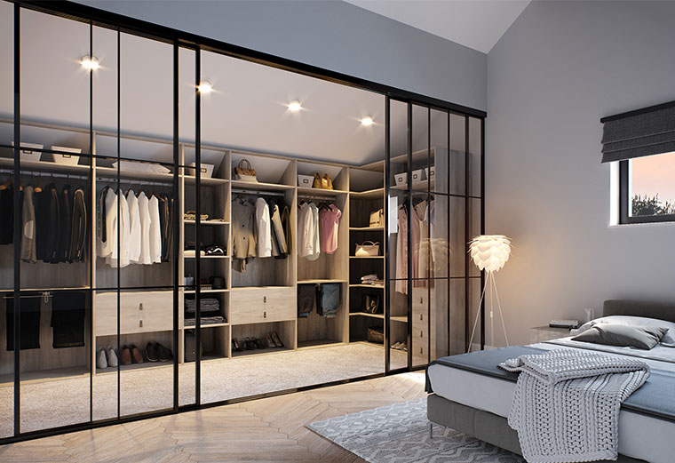 Verrière ouverte portes coulissantes pour dressing